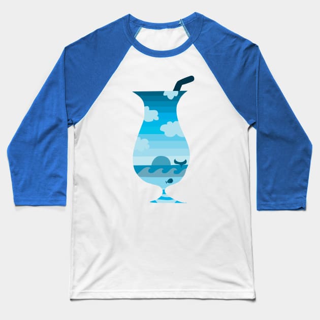 Tropical Blue Smoothie Baseball T-Shirt by Haleys Hand